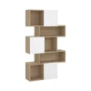 Bibliothèque Acetosella, Etagère de bureau, Porte-livre mobile, Librairie, 96x32 h166 cm, Chêne clair et Blanc