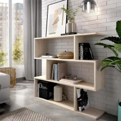 Bibliothèque Acsidol, Etagère de bureau polyvalente, Bibliothèque avec 3 étagères, 110x25h96 cm, Chêne