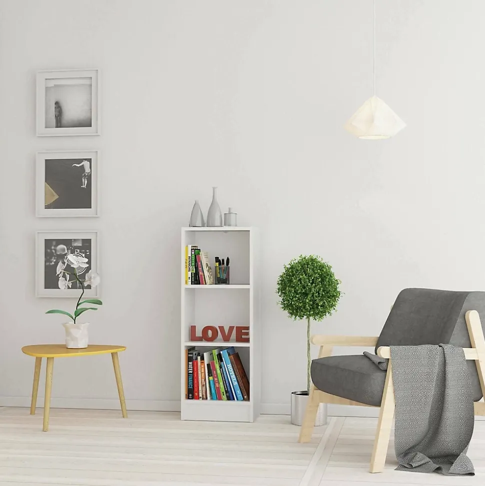 Bibliothèque Alcesti, Etagère de bureau, Porte-livre mobile, Librairie, 41x27 h107 cm, Blanc