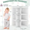 Bibliothèque angle avec Station de Charge 4 Prises 2 USB 3 Niveaux avec 9 Casiers pour Jouets Livres Blanc