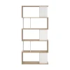 Bibliothèque Arg, Etagère de bureau, Porte-livre mobile, Librairie, 80x30 h174 cm, Chêne clair et Blanc
