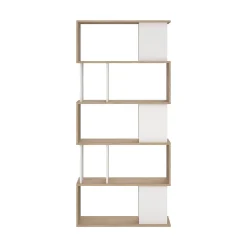 Bibliothèque Arg, Etagère de bureau, Porte-livre mobile, Librairie, 80x30 h174 cm, Chêne clair et Blanc