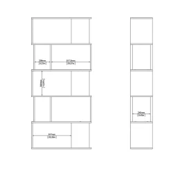 Bibliothèque Arg, Etagère de bureau, Porte-livre mobile, Librairie, 80x30 h174 cm, Chêne clair et Blanc