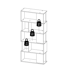Bibliothèque Arg, Etagère de bureau, Porte-livre mobile, Librairie, 80x30 h174 cm, Chêne clair et Blanc