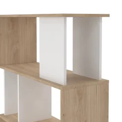Bibliothèque Arg, Etagère de bureau, Porte-livre mobile, Librairie, 80x30 h174 cm, Chêne clair et Blanc
