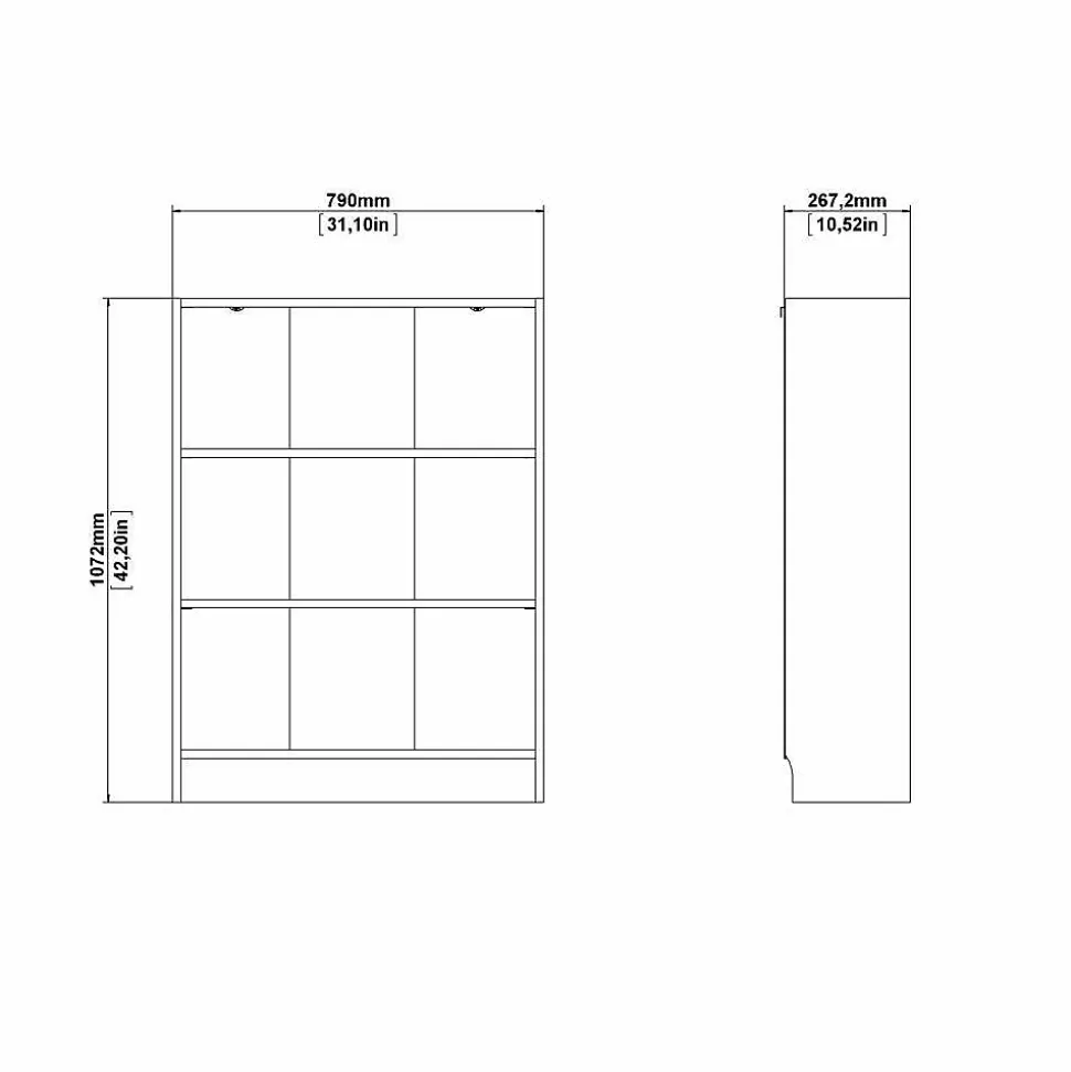 Bibliothèque Aski, Etagère de bureau, Porte-livre mobile, Librairie, 79x27 h107 cm, Blanc