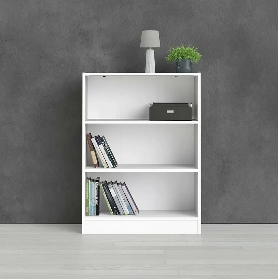 Bibliothèque Aski, Etagère de bureau, Porte-livre mobile, Librairie, 79x27 h107 cm, Blanc