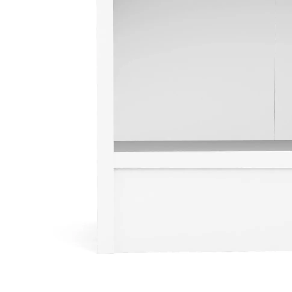 Bibliothèque Aski, Etagère de bureau, Porte-livre mobile, Librairie, 79x27 h107 cm, Blanc