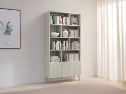 Bibliothèque avec 2 portes et 8 niches - Beige - NORSIM