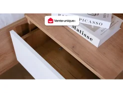 Bibliothèque avec 2 portes et 4 niches - Blanc et naturel - LOTULA