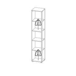 Bibliothèque Baaz, Etagère de bureau, Porte-livre mobile, Librairie, 41x34 h205 cm, Chêne et Gris