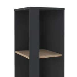 Bibliothèque Baaz, Etagère de bureau, Porte-livre mobile, Librairie, 41x34 h205 cm, Chêne et Gris