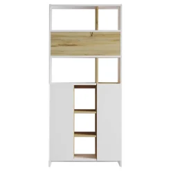 Bibliothèque Balal 170x75,5x25 Panneau de particules Blanc Chêne clair Moderne