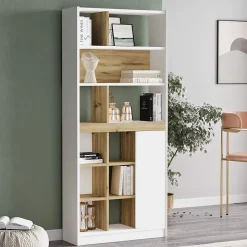 Bibliothèque Balal 170x75,5x25 Panneau de particules Blanc Chêne clair Moderne