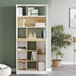 Bibliothèque Balal 170x75,5x25 Panneau de particules Blanc Chêne clair Moderne