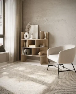 Bibliothèque basse avec niches ouvertes 120 cm décor chêne CONTLE