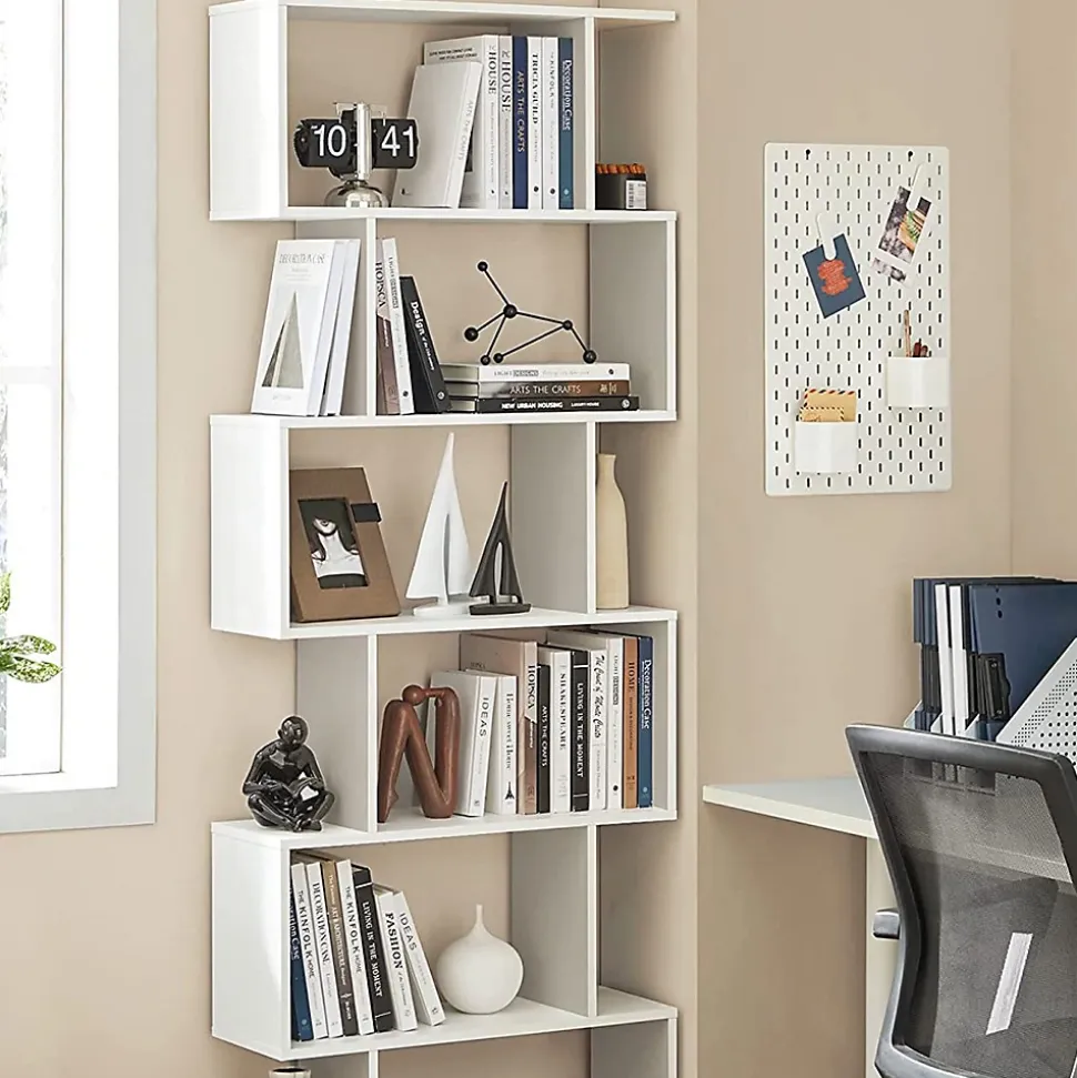 Bibliothèque blanche à 6 niveaux - L70 x H190,5 cm