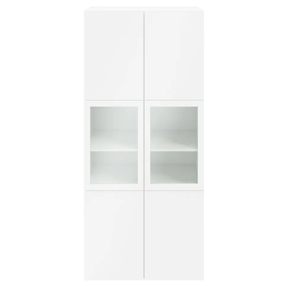 Bibliothèque blanche avec 2 portes vitrées GoodHome Atomia H. 225 x L. 100 x P. 47 cm
