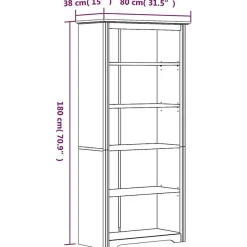 Bibliothèque BODO marron 82x40x173 cm bois pin massif 5 niveaux vidaXL