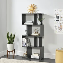 Bibliothèque Brattahlid 130 x 60 x 24 cm Gris foncé en.casa