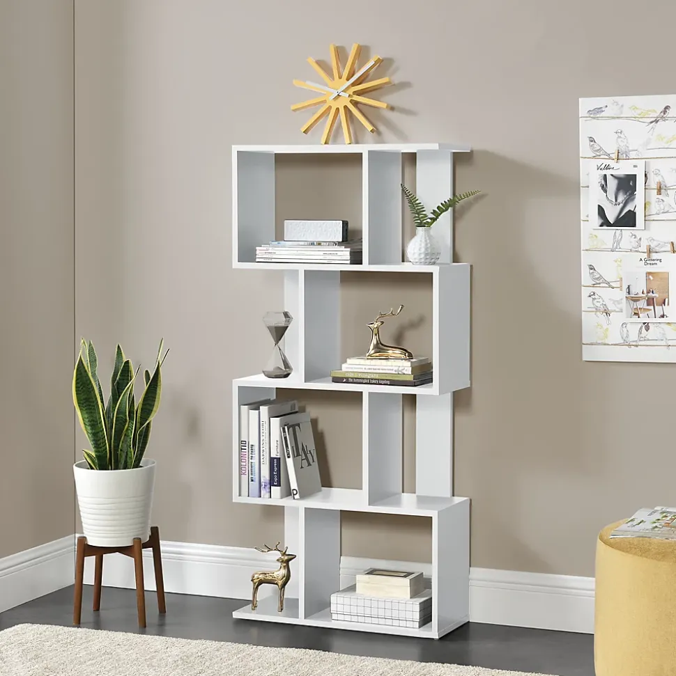 Bibliothèque Brattahlid 130 x 60 x 24 cm Blanc en.casa