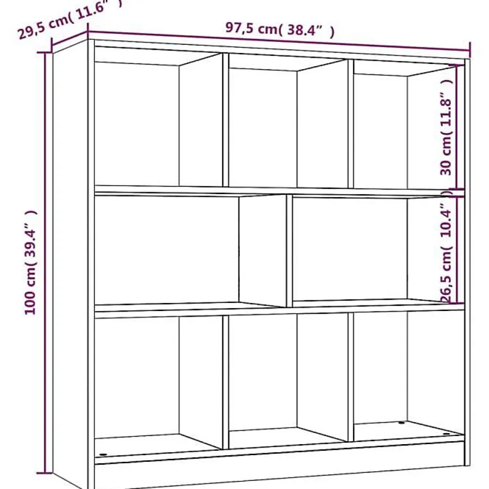 Bibliothèque Chêne fumé 97,5x29,5x100 cm Bois d'ingénierie vidaXL