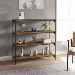 Bibliothèque Chêne fumé 100x33x100cm Bois d'ingénierie et acier vidaXL