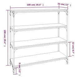 Bibliothèque Chêne fumé 100x33x100cm Bois d'ingénierie et acier vidaXL