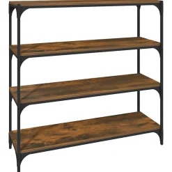 Bibliothèque Chêne fumé 100x33x100cm Bois d'ingénierie et acier vidaXL