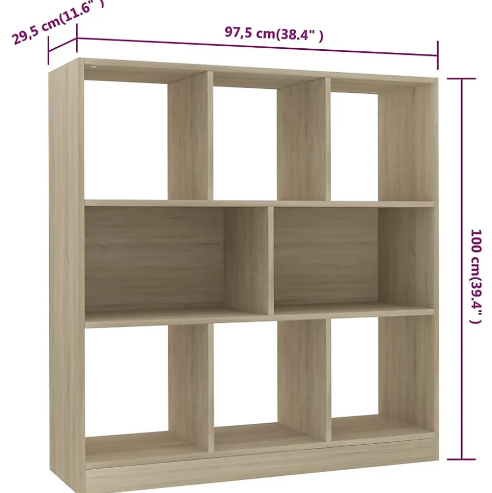 Bibliothèque Chêne sonoma 97,5x29,5x100 cm Bois d'ingénierie vidaXL