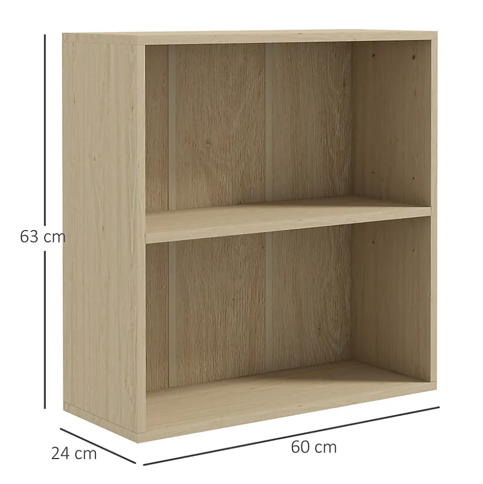 Bibliothèque cube - cube de rangement 2 compartiments - dim. 60 x 24 x 63 cm - effet bois clair