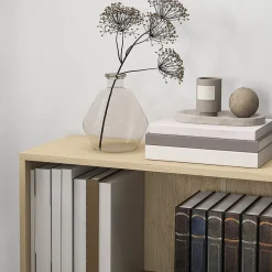 Bibliothèque cube - cube de rangement 2 compartiments - dim. 60 x 24 x 63 cm - effet bois clair