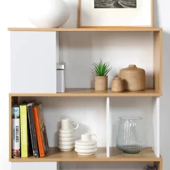 Bibliothèque Décor Blanc et Chêne - L80 x H173,5 cm