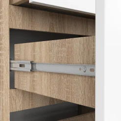 Bibliothèque de bureau AKORD R60 Chêne Sonoma 60 cm 3 tiroirs façade Blanche 3 étagères 60x35x180 cm