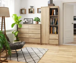 Bibliothèque de bureau AKORD R11 Chêne Sonoma 80 cm 2 portes 2 tiroirs façade Chêne Sonoma 7 étagères 80x35x180 cm