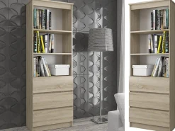 Bibliothèque de bureau AKORD R60 Chêne Sonoma 60 cm 3 tiroirs façade Chêne Sonoma 3 étagères 60x35x180 cm