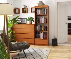 Bibliothèque de bureau AKORD R60 Aulne 60 cm 1 tiroir façade Aulne 4 étagères 60x35x180 cm