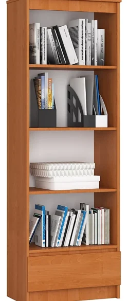 Bibliothèque de bureau AKORD R60 Aulne 60 cm 1 tiroir façade Aulne 4 étagères 60x35x180 cm