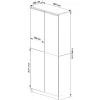 Bibliothèque de bureau Armoire AKORD R80 Wengé 80 cm 2 portes façade Blanche 8 étagères 80x35x180 cm