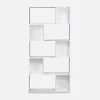 Bibliothèque design asymétrique Pieter 5 étagères. 10 compartiments de rangement. 83x23x173cm