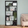 Bibliothèque design asymétrique Pieter 5 étagères. 10 compartiments de rangement. 83x23x173cm