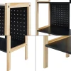 Bibliothèque Doenna à 3 niveaux MDF 120 x 63 x 28 cm noir effet bois en.casa