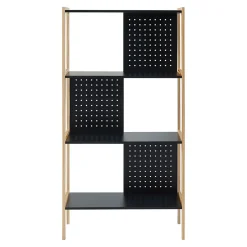 Bibliothèque Doenna à 3 niveaux MDF 120 x 63 x 28 cm noir effet bois en.casa