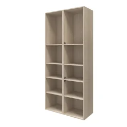 Bibliothèque effet chêne avec 2 portes vitrées GoodHome Atomia H. 225 x L. 100 x P. 47 cm