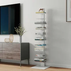 Bibliothèque Eksjö acier 150 x 39 x 39 cm blanc en.casa
