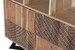 Bibliothèque en bois d'acacia et pieds en métal couleur naturelle