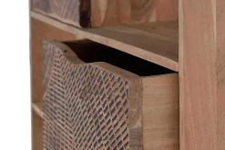 Bibliothèque en bois d'acacia et pieds en métal couleur naturelle