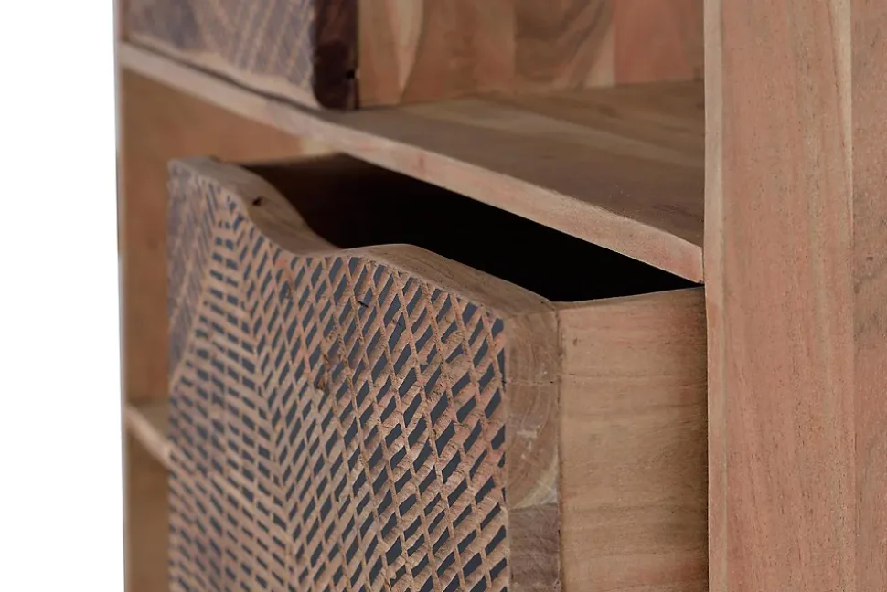 Bibliothèque en bois d'acacia et pieds en métal couleur naturelle
