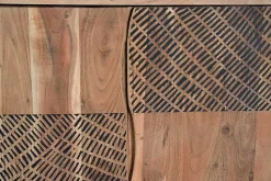 Bibliothèque en bois d'acacia et pieds en métal couleur naturelle