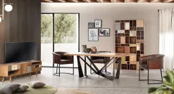 Bibliothèque en bois de manguier couleur noyer clair